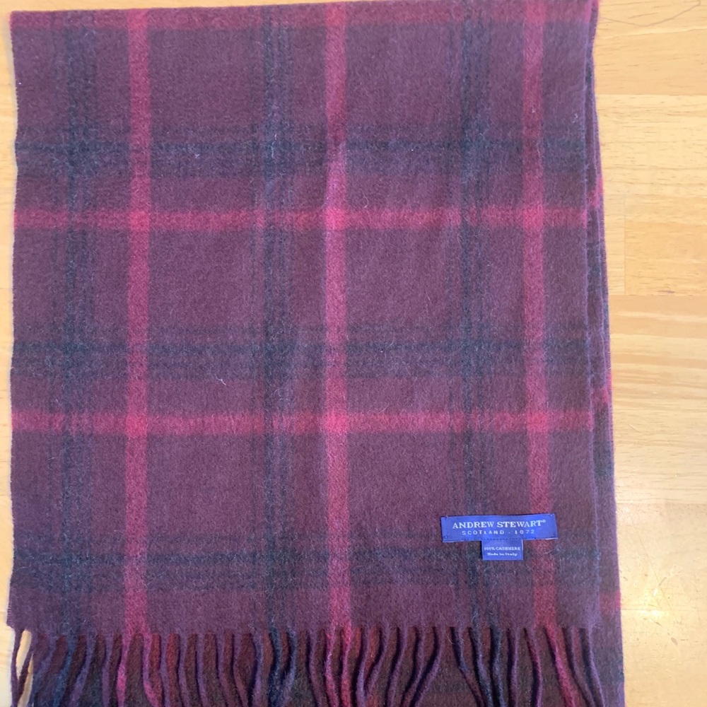 Andrew Stewart Cashmere 13x70 Burgundy Black Scarf